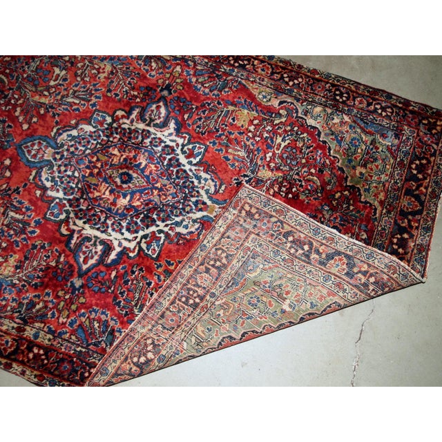 Persian 1920s, Handmade Antique Persian Sarouk Rug 3.10' X 5.4' For Sale - Image 3 of 8