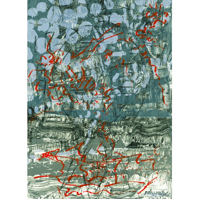 Original untitled lithograph by Jean-Paul Riopelle published in 1970 by Maeght Éditeur for Derrière Le Miroir, and printed...