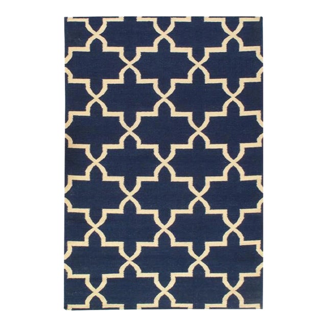 Pasargad DC Navy Blue Modern Hand Knotted Rug For Sale