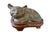 Chinoiserie Old Bronze Chinoiserie Han Style Recumbent Kitten Sculpture on Wood Stand For Sale - Image 3 of 8