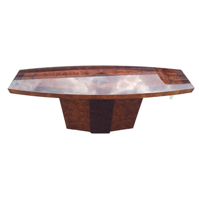 Modern Late 20th Century Vintage Post Modern Lacquered Burl Sofa Table For Sale - Image 3 of 3