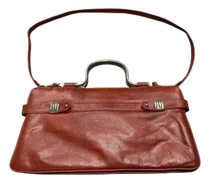 1970s Red Leather and Silvered Metal Italian Shoulder Bag
