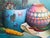 Late 20th Century Textured Signed Oil Painting Still Life, Folk Art Pottery Corn Adobe Scene Art For Sale - Image 11 of 13
