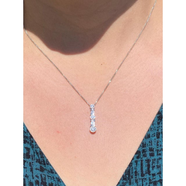 The Carmel-by-the-Sea: White Gold and Diamond Drop Necklace For Sale - Image 4 of 4