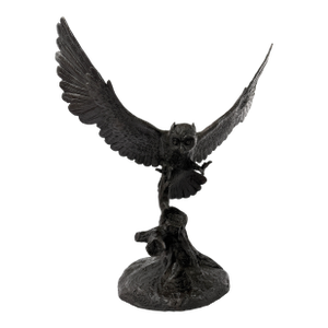 Large Bronze Flying Owl Sculpture – Dramatic Wingspan, Hand-Cast Wildlife Art, 20” H