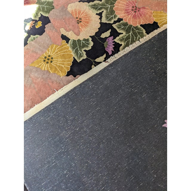 1920s Chinese Art Deco Carpet by Nichols Workshop This rug features a wool, hand knotted, abstracted floral and geometric...