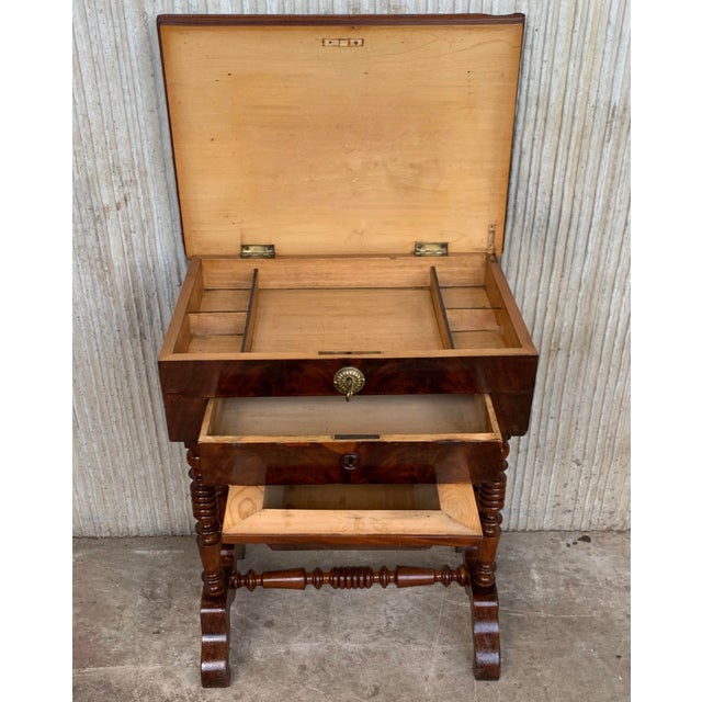 Antique Victorian C1880 Inlaid Burl Walnut Amboyna Work Side Sewing