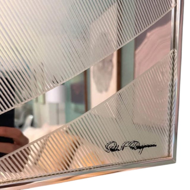 Greg Copeland 1973 Geometric Op-Art Mirror Paula F. Dreisinani for Greg Copelamd Studios For Sale - Image 4 of 8