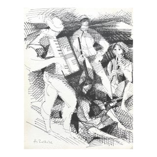 Camille Hilaire Pencil Hand-Signed Drawing 1962 For Sale