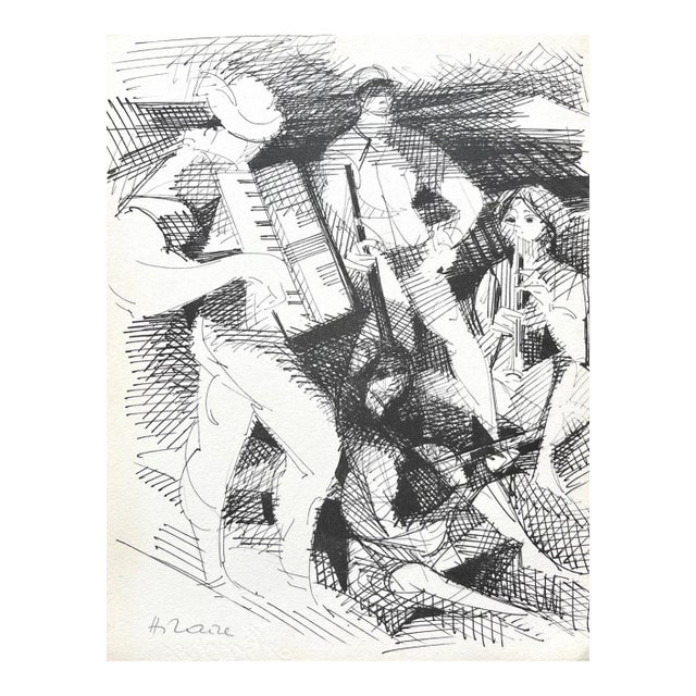 Camille Hilaire Pencil Hand-Signed Drawing 1962 For Sale