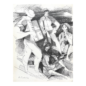 Camille Hilaire Pencil Hand-Signed Drawing 1962