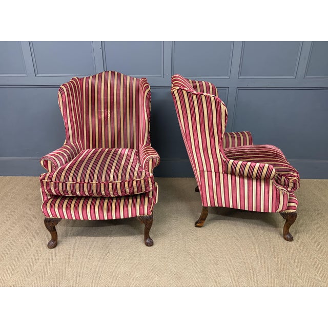 Upholstered Wing Lounge Chairs, 1920, Set of 2 For Sale - Image 6 of 17