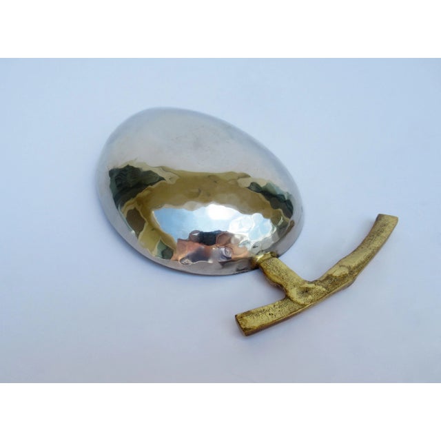 Hammered Silver Plate & Brass Oval-Shaped Accent Bowl For Sale - Image 12 of 13