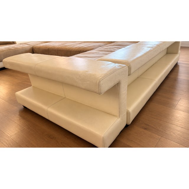 Roche Bobois Monumental White Leather & Suede U-Shaped Sectional Sofa For Sale - Image 17 of 17