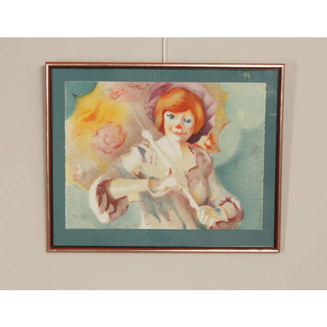 Illustration Philippe Alfieri Numbered Print, Clown with Parasol For Sale - Image 3 of 12