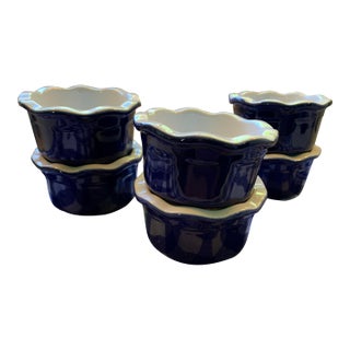 Vintage French Emile Henry Custard Ramekins - Set of 6 For Sale