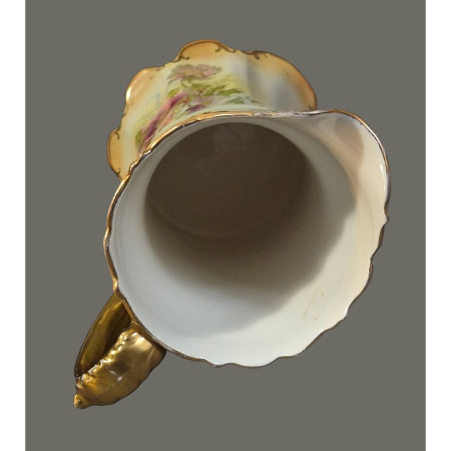 Antique Royal Devon S.& F. Co. England Hand Painted Floral Gilded Pitcher 8'' For Sale - Image 6 of 9