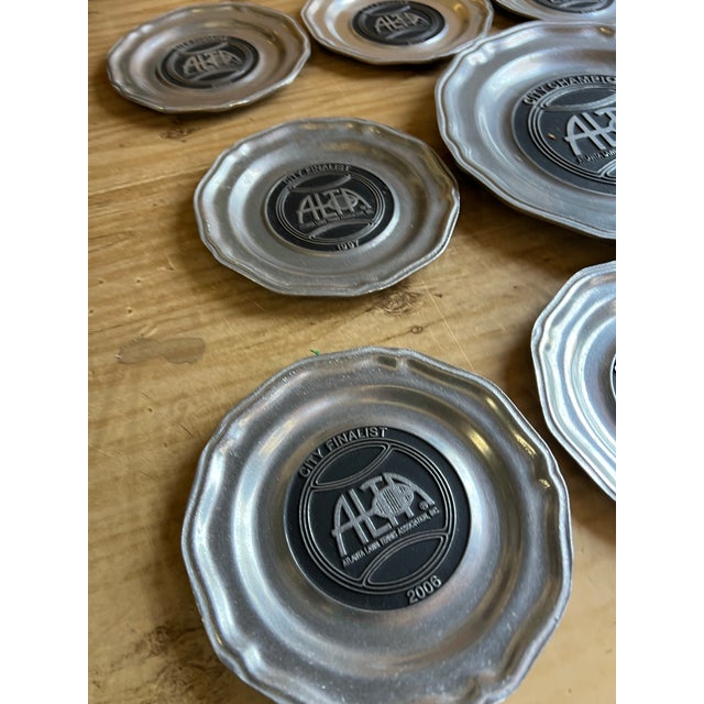 1970s Pewter Collection of Alta Tennis Plates- Set of 12 For Sale - Image 9 of 12
