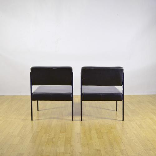 1940s Faux Leather and Metal Frame Chairs, 1940s, Set of 2 For Sale - Image 5 of 9