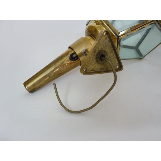 Vintage Carriage Lantern Wall Sconces in Brass and Glass, 1960s, Set of 2 For Sale - Image 10 of 11