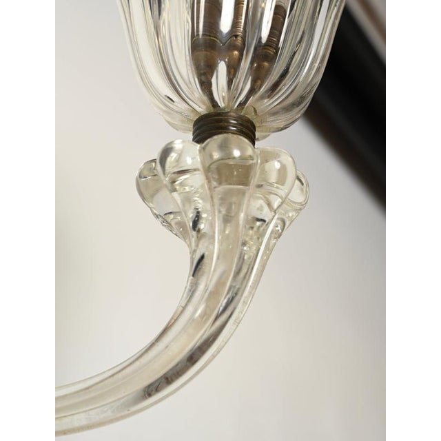 Large Murano Glass and Bronzed Brass Flower Sconces from Barovier, Italy, 1940s, Set of 2 For Sale - Image 6 of 13