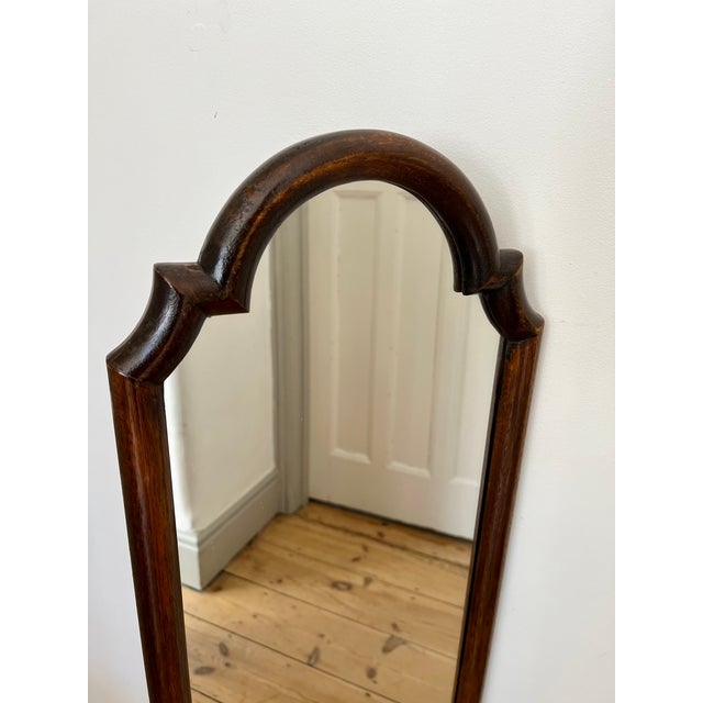 Tall Narrow Antique Wooden Scallop Frame Mirror, France, 1920s For Sale - Image 9 of 13