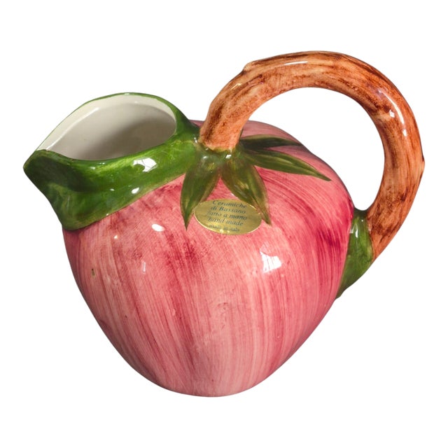 Late 20th Century Italian Di Bassano Hand Painted Ceramic Berry Shaped Small Pitcher For Sale