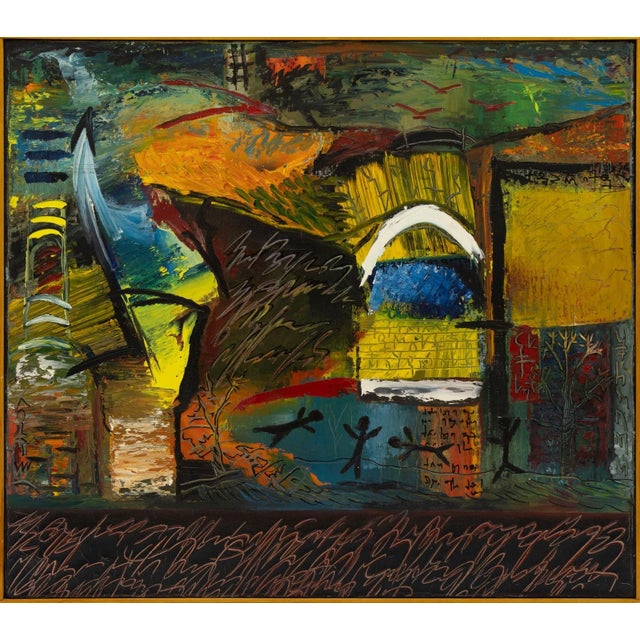 Besso Bakradze Unpredictable Criterion 1993 Signed Abstract Oil Painting Canvas For Sale - Image 4 of 8