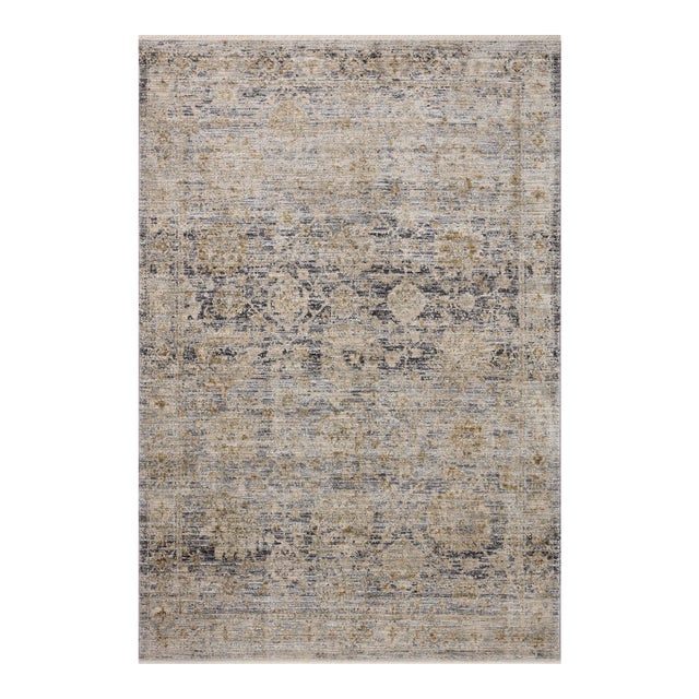 Jean Stoffer x Loloi Katherine Charcoal / Gold 9'-6" x 13'-1" Area Rug For Sale