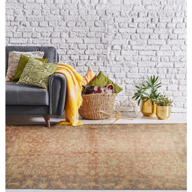 8x10 Lydia Jasmine Coral Traditional Floral Hand Knotted Wool Carpet Rug For Sale - Image 4 of 4