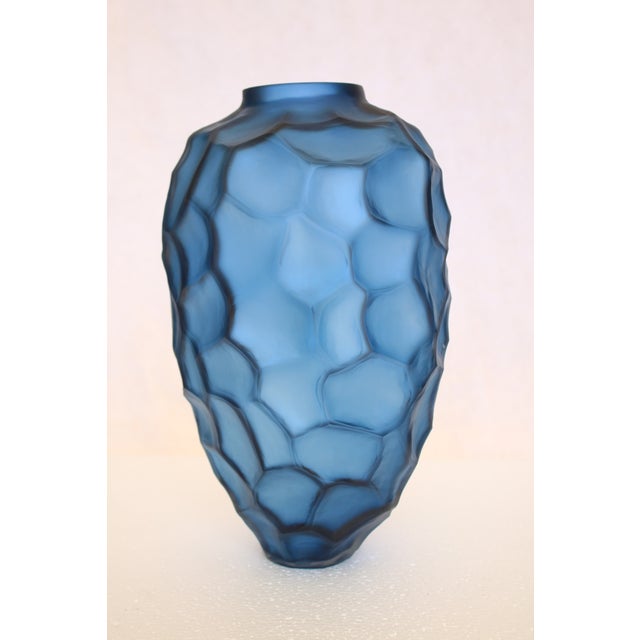 Handblown and hand finished, cut and polished/sanded glass vase.