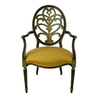 Adam Style Paint Decorated Open Armchair For Sale