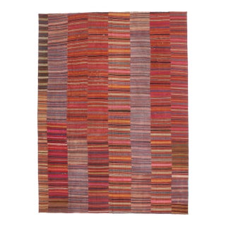 Vintage Turkish Striped Kilim Rug - 09'07 X 12'11 For Sale