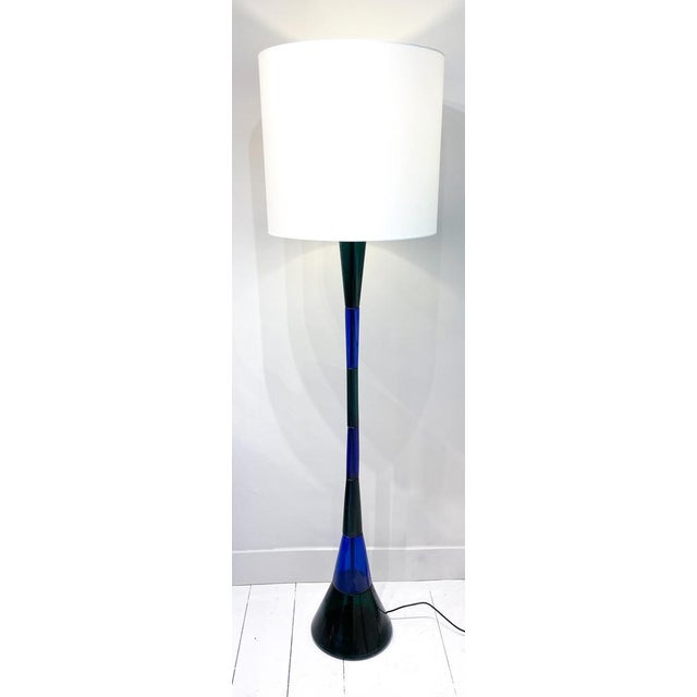 Mid-Century Blue & Green Murano Glass Floor Lamp attributed to Fulvio Bianconi, 1950s For Sale - Image 11 of 12