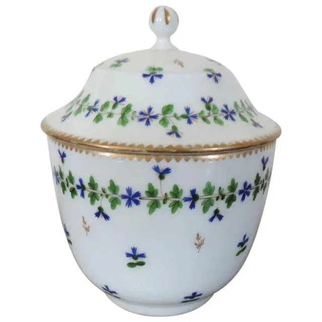 Early 19th Century French Empire Nast Old Paris Porcelain Cornflower Sprig Sucrier Sugar Bowl For Sale - Image 11 of 11
