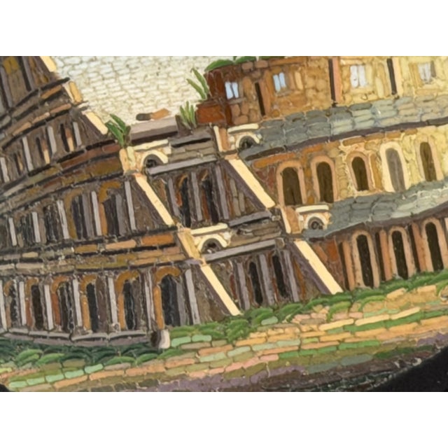 Metal Victorian Grand Tour Italian Micromosaic Yellow Gold Brooch Depicting the Colosseum C1870 For Sale - Image 7 of 18