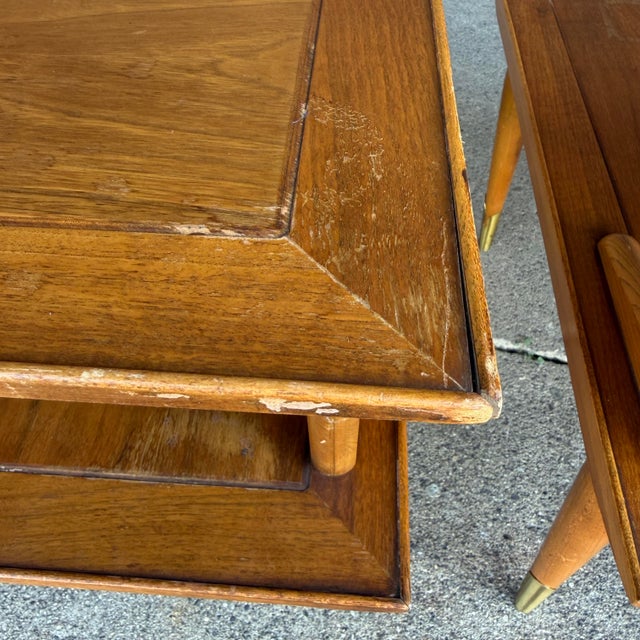 Pair of Copenhagan Two Tier Walnut End Tables by Lane Furniture For Sale - Image 10 of 12
