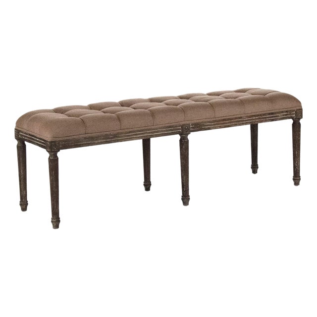 Louis Tufted Bench - Copper Linen / Copper Painted Frame For Sale