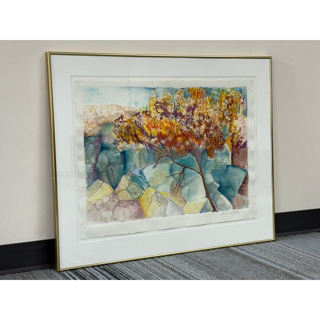1980s Signed Miriam Schonfeld Painting ~ Autum II Watercolor on Paper For Sale In Saint Louis - Image 6 of 6