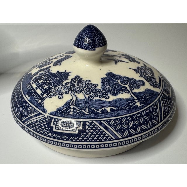 Vintage Blue Willow Teapot – Made in England Cobalt Transferware For Sale - Image 4 of 9