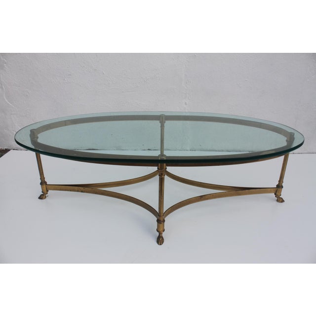 Italian Labarge Brass Hoofed Feet Oval Coffee Table . Chairish