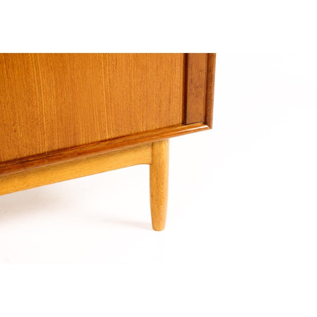 Wood 1960s Danish Modern Mid Century Compact Teak Credenza Console — Tambour Doors — Hans C. Andersen For Sale - Image 7 of 10