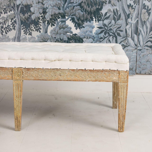 19th C. Swedish Gustavian Period Footstool or Bench in Original Paint For Sale - Image 9 of 18