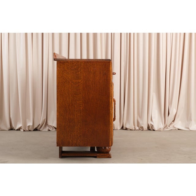 Art Deco Vintage Art Deco Carved Oak Buffet Sideboard For Sale - Image 3 of 18