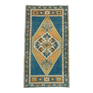 Turkish Mini Rug Oriental Hand Knotted Vintage Rug 1'10" x 3'4" #20739 For Sale