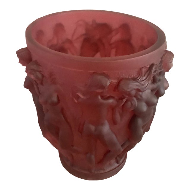 1960s Vintage XL Red Naked Ladies Glass Art Unique Vase For Sale