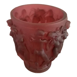 1960s Vintage XL Red Naked Ladies Glass Art Unique Vase