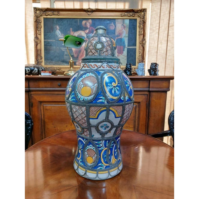 1930s Vintage Moroccan Ceramic and Silver Vase, 1930s For Sale - Image 5 of 6