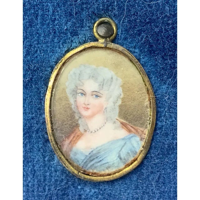 Antique Floral Brass Framed Porcelain Portraits For Sale - Image 4 of 6