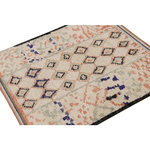 Rug & Kilim Rug & Kilim’s Moroccan Style Square Rug in White With Colorful Geometric Pattern For Sale - Image 4 of 7